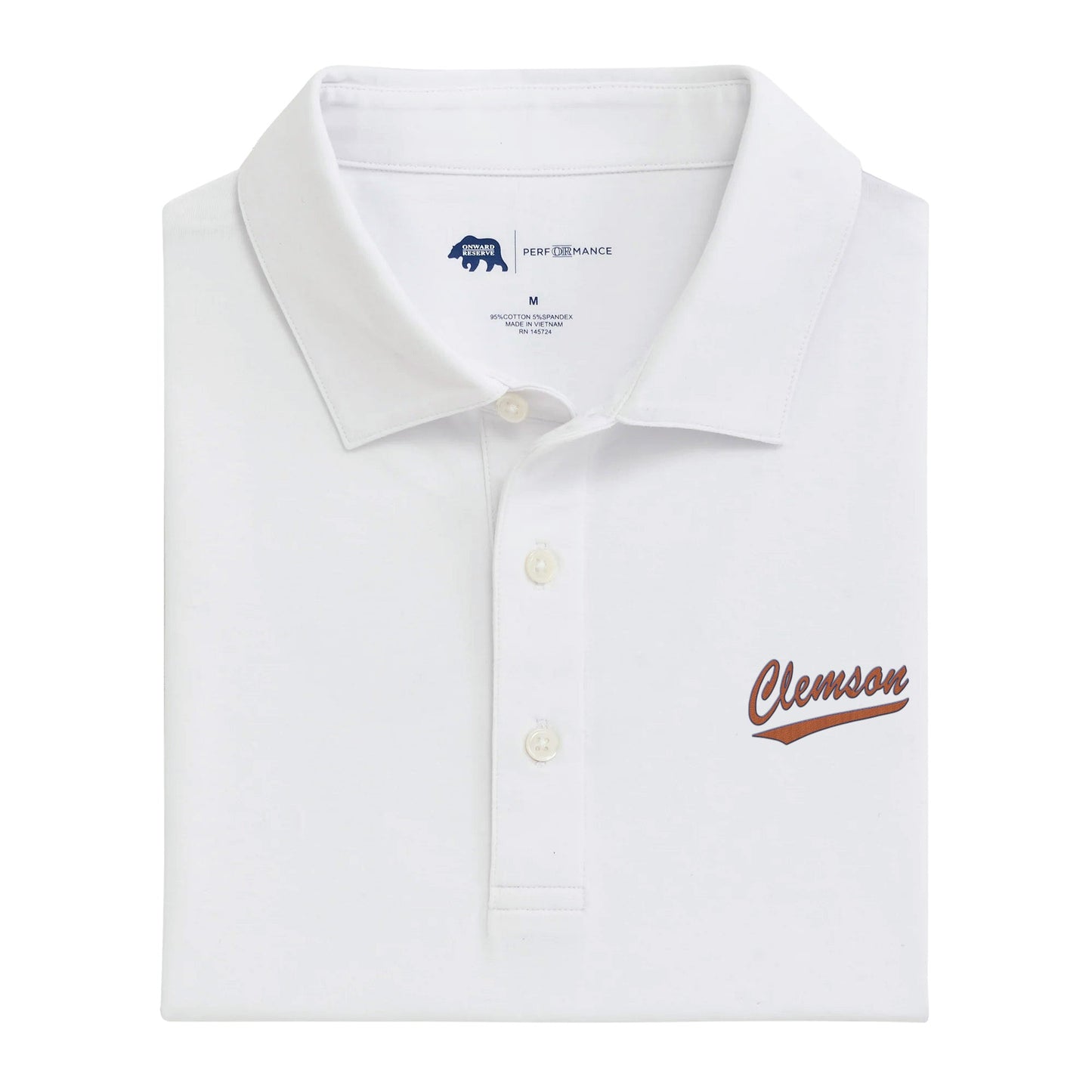 Lake Toxaway CC Clemson Script Solid Icon Polo - White