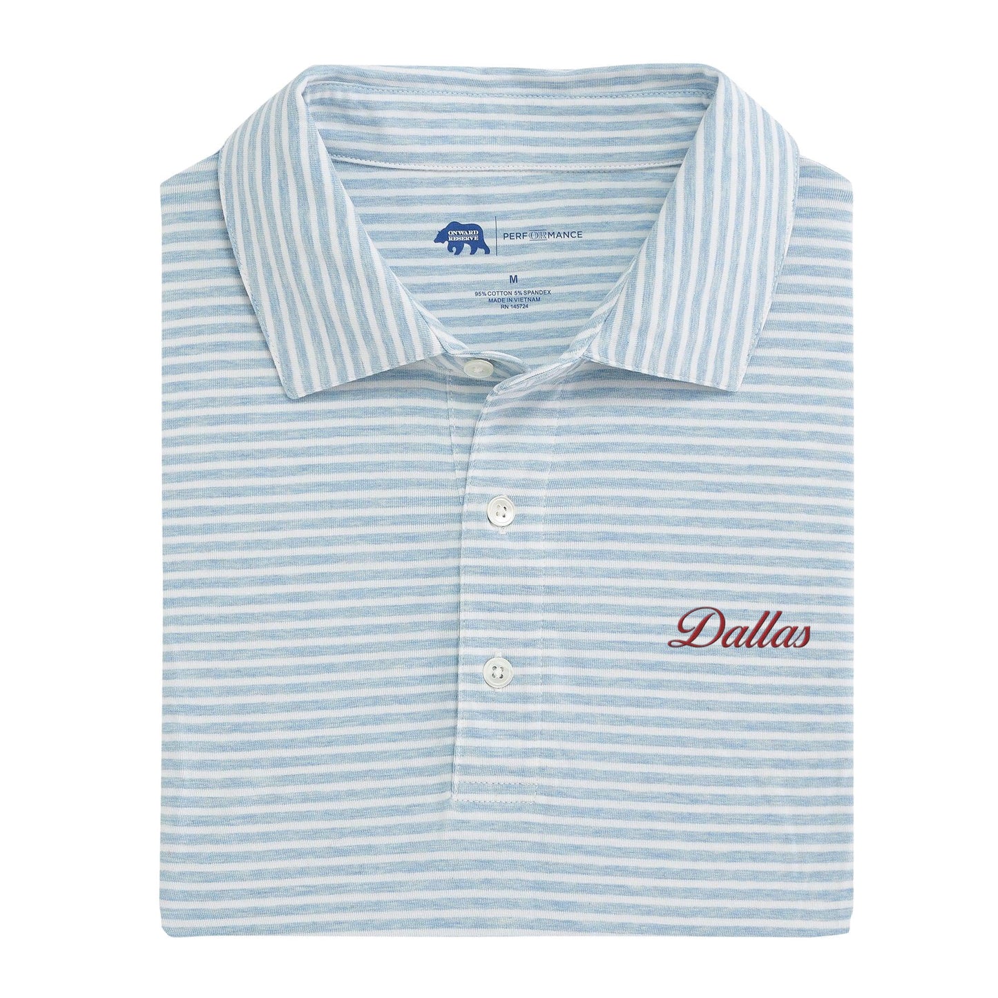 Lake Toxaway CC Dallas Vintage Script Row Stripe Icon Polo - Sky