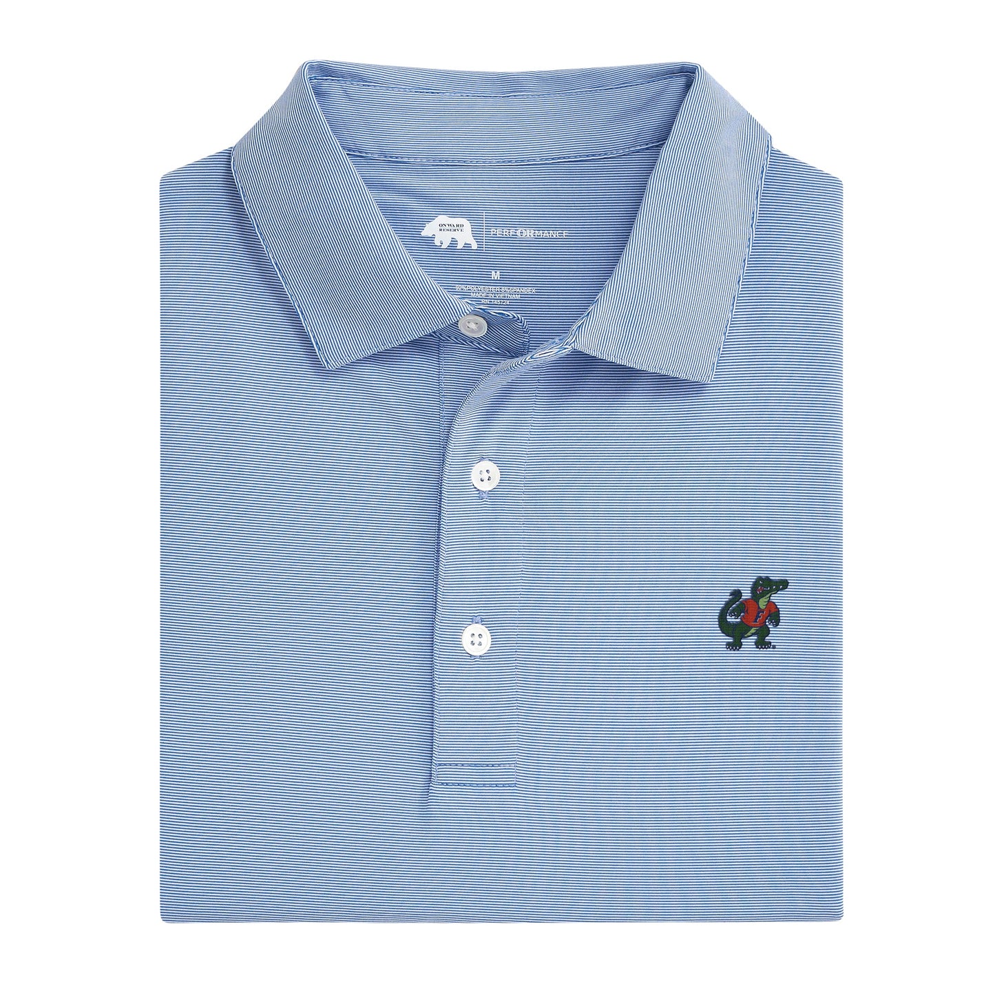Lake Toxaway CC Hairline Stripe Standing Gator Performance Polo