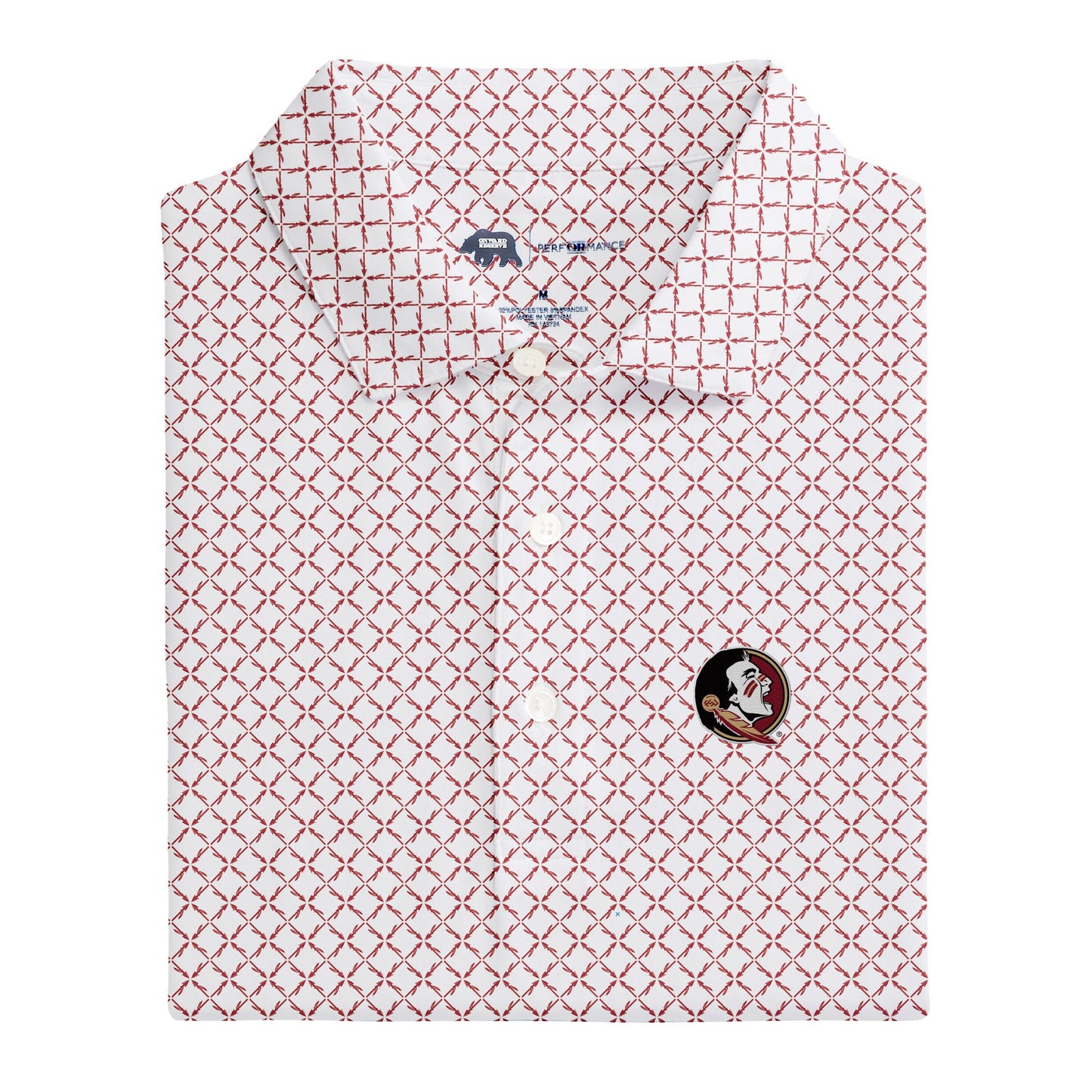 Lake Toxaway CC FSU Crossed Spear Printed Performance Polo - White