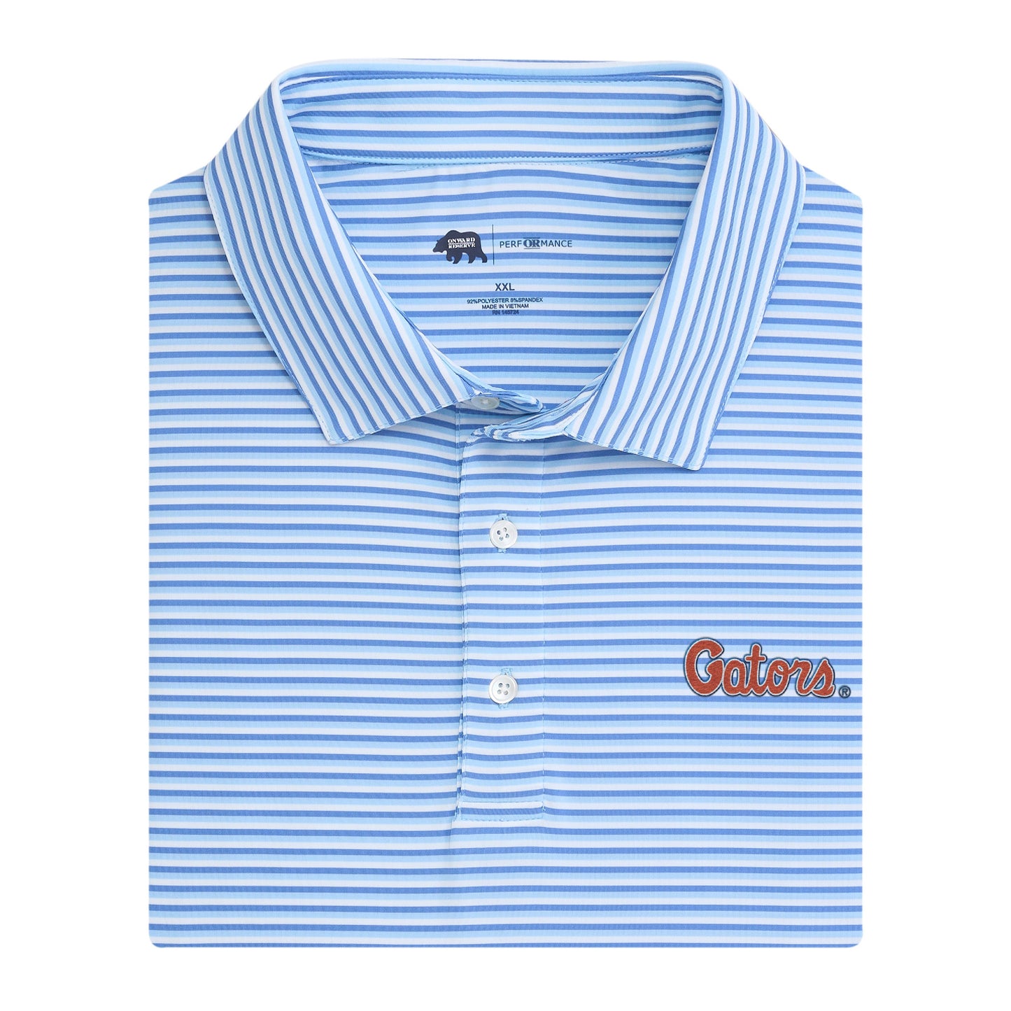 Lake Toxaway CC Gators Script Tri Stripe Performance Polo - Blue Horizon