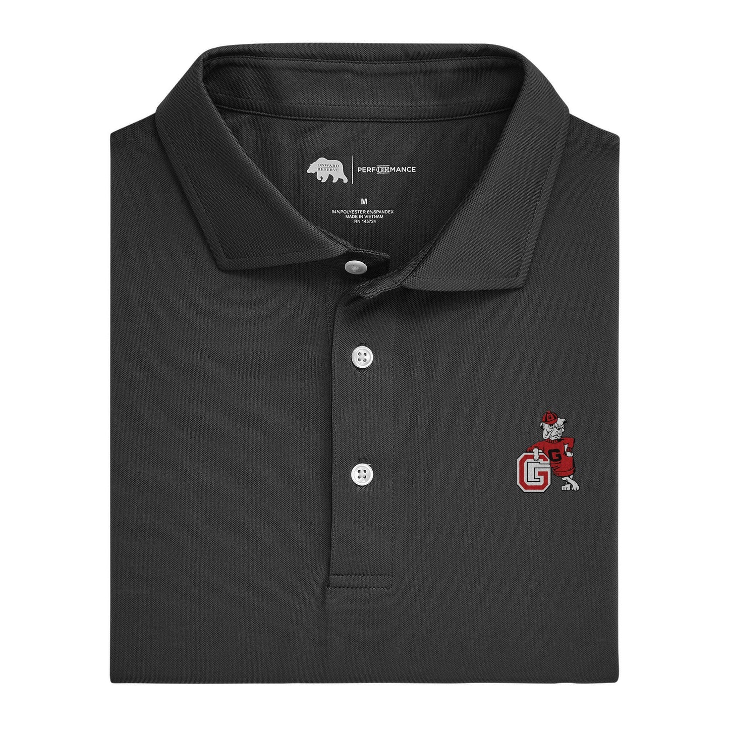 Lake Toxaway CC UGA G Dog Solid Performance Pique Polo - Black