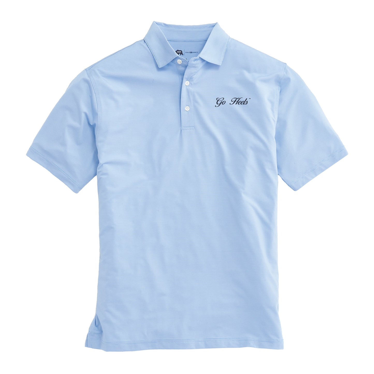 Lake Toxaway CC Go Heels Vintage Script Hairline Stripe Performance Polo - Sky