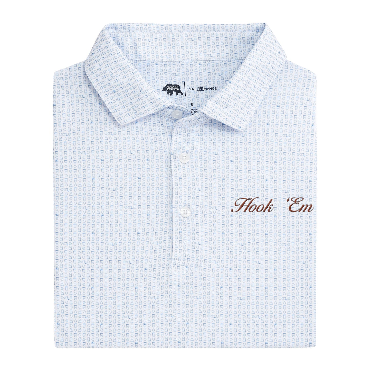 Lake Toxaway CC Hook 'Em Vintage Script Tailgate Games Printed Performance Polo - Open Air