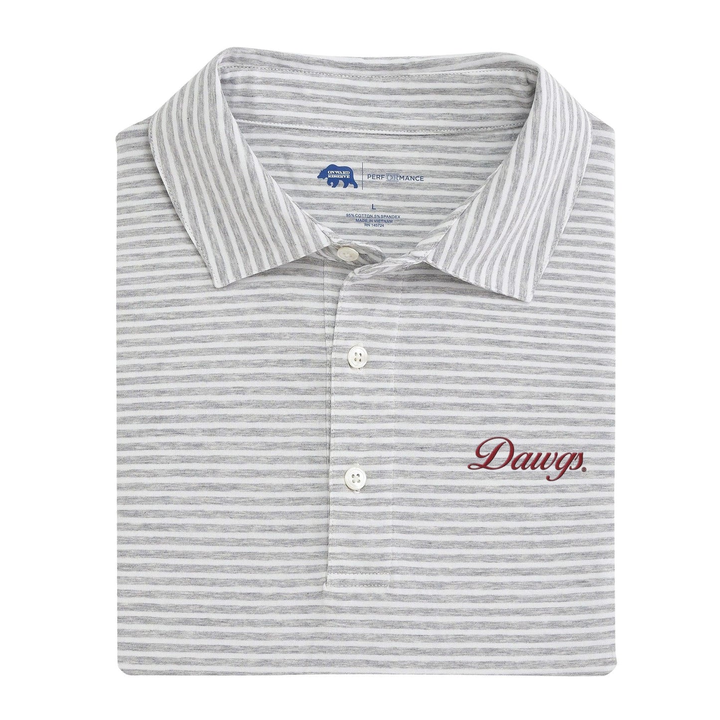 Lake Toxaway CC Dawgs Vintage Script Row Stripe Icon Polo - Heather Grey