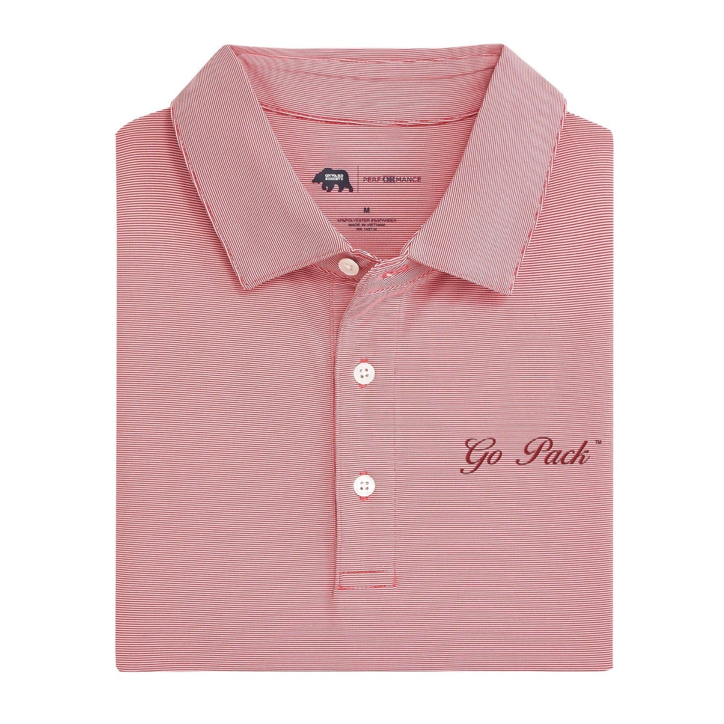 Lake Toxaway CC Go Pack Vintage Script Hairline Stripe Performance Polo - Red