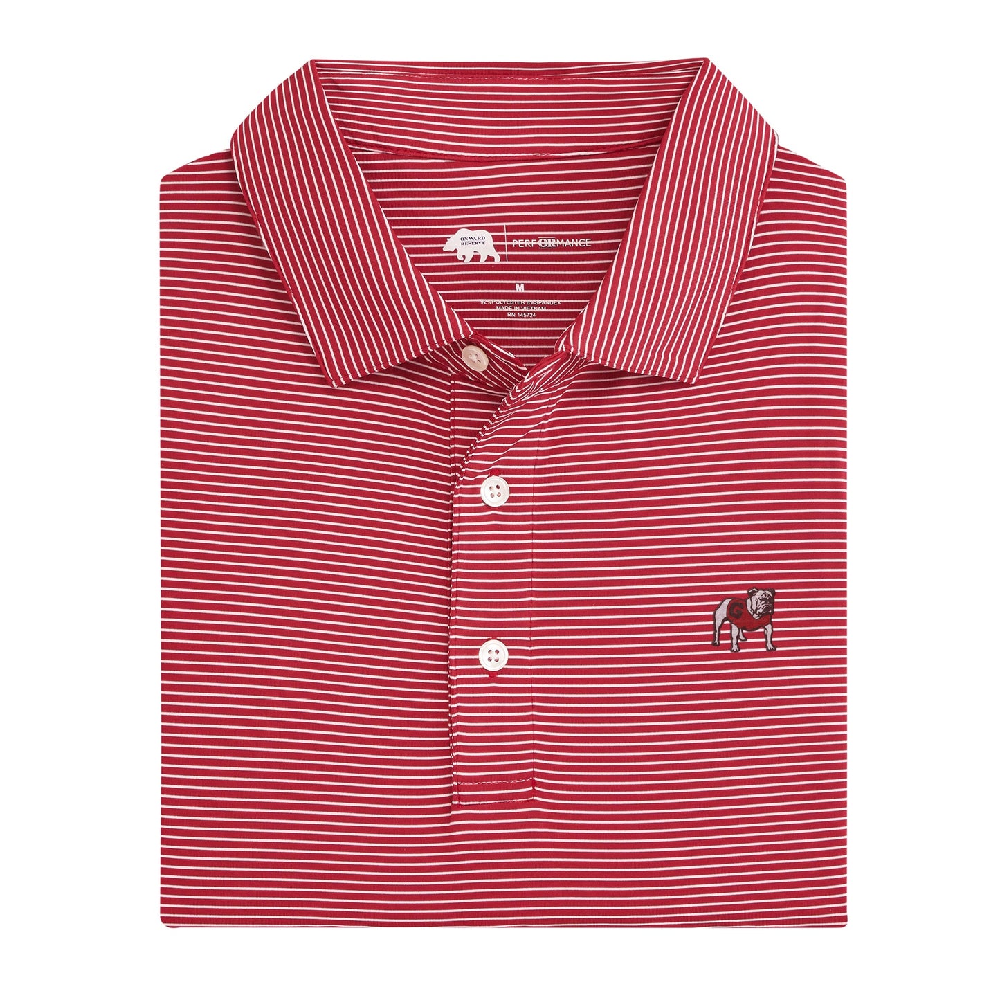 Lake Toxaway CC Standing Bulldog Birdie Stripe Polo - Red/White