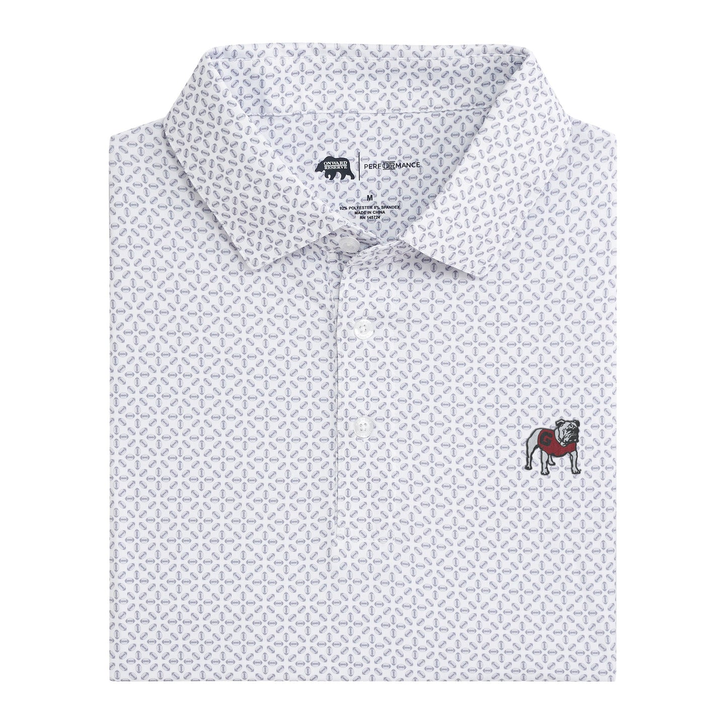 Lake Toxaway CC Standing Bulldog Gameday Printed Performance Polo - White