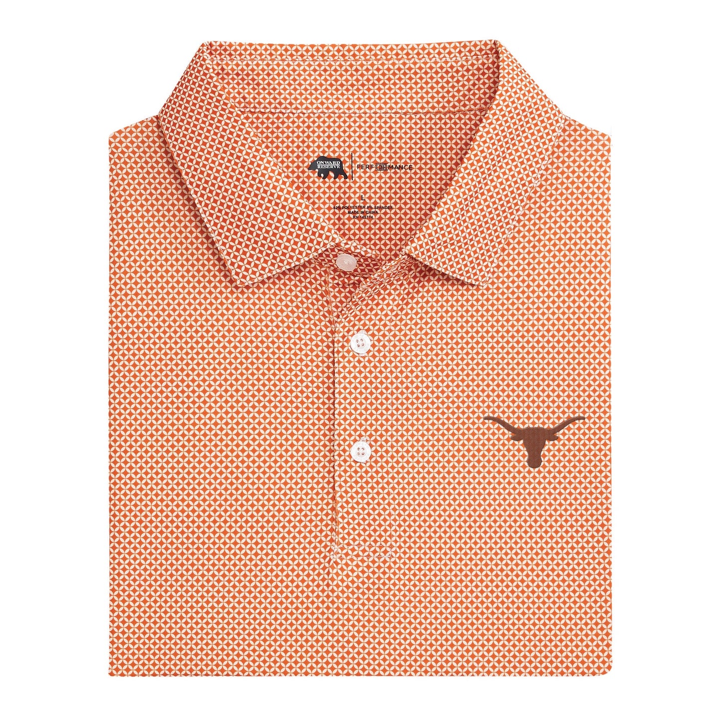 Lake Toxaway CC Texas Scope Printed Performance Polo - Longhorn Orange