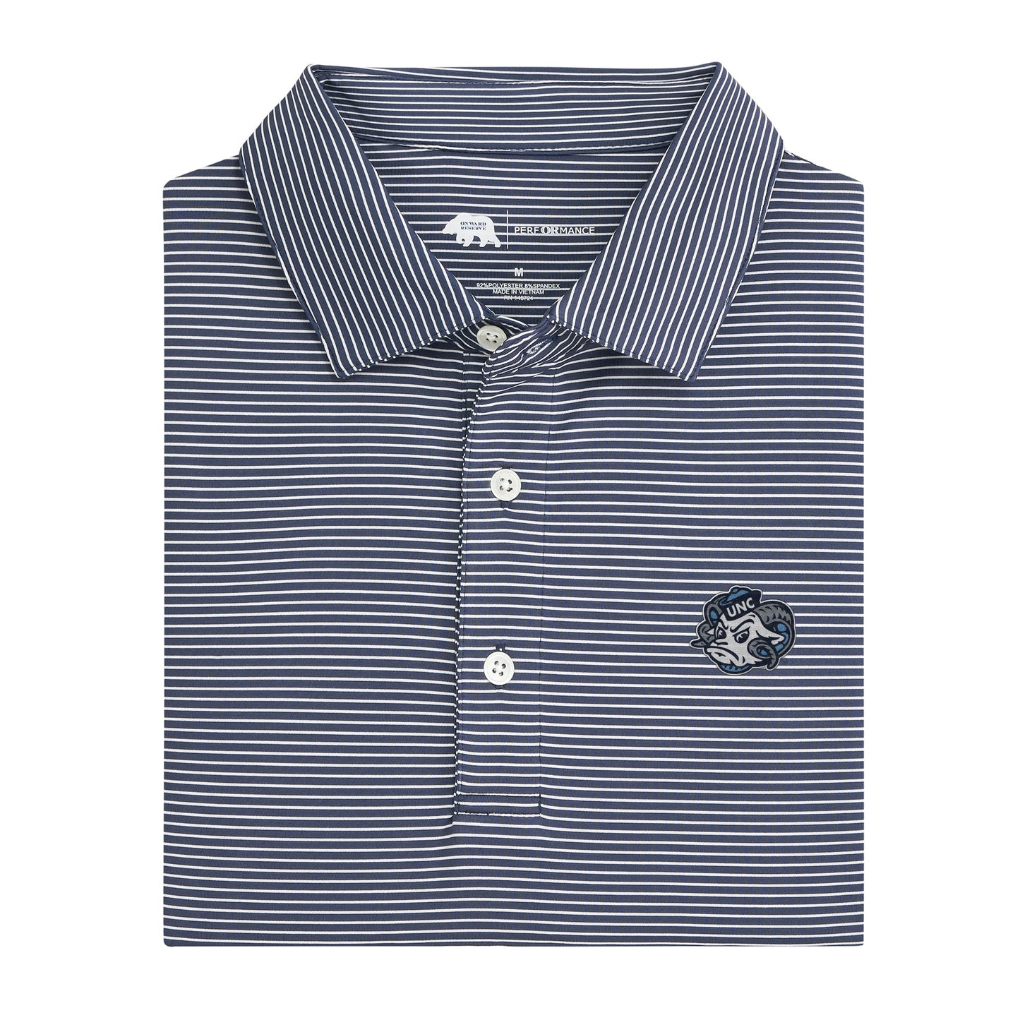 Lake Toxaway CC UNC Ram Birdie Stripe Performance Polo - Dark Denim