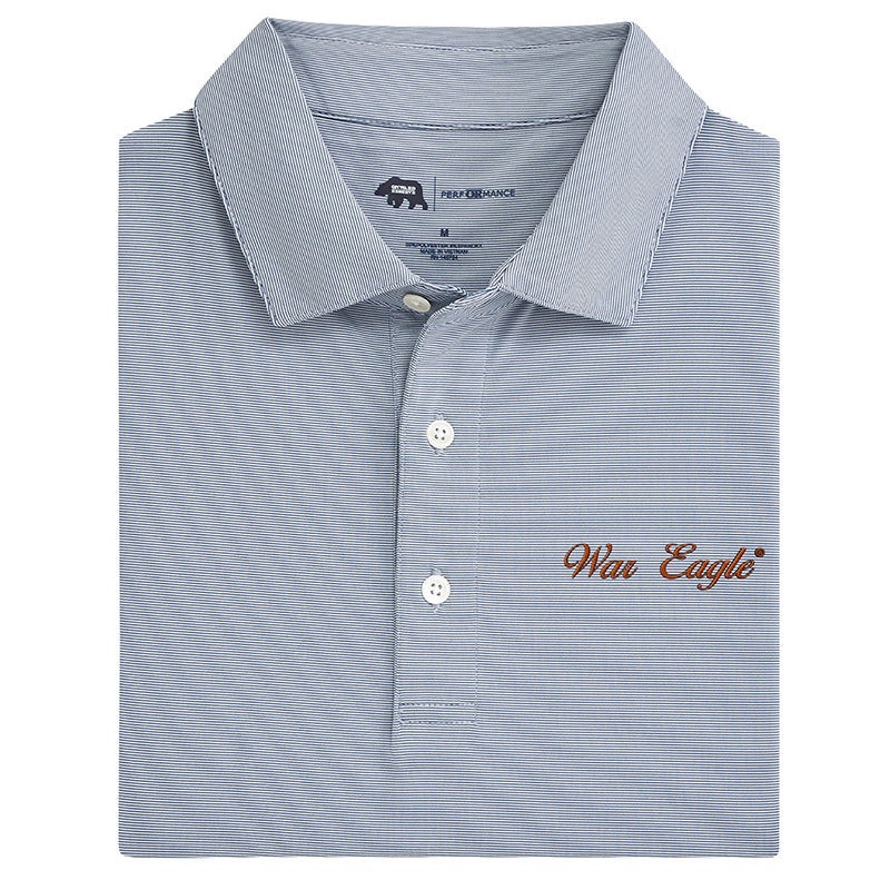 Lake Toxaway CC War Eagle Vintage Script Hairline Stripe Performance Polo - True Navy