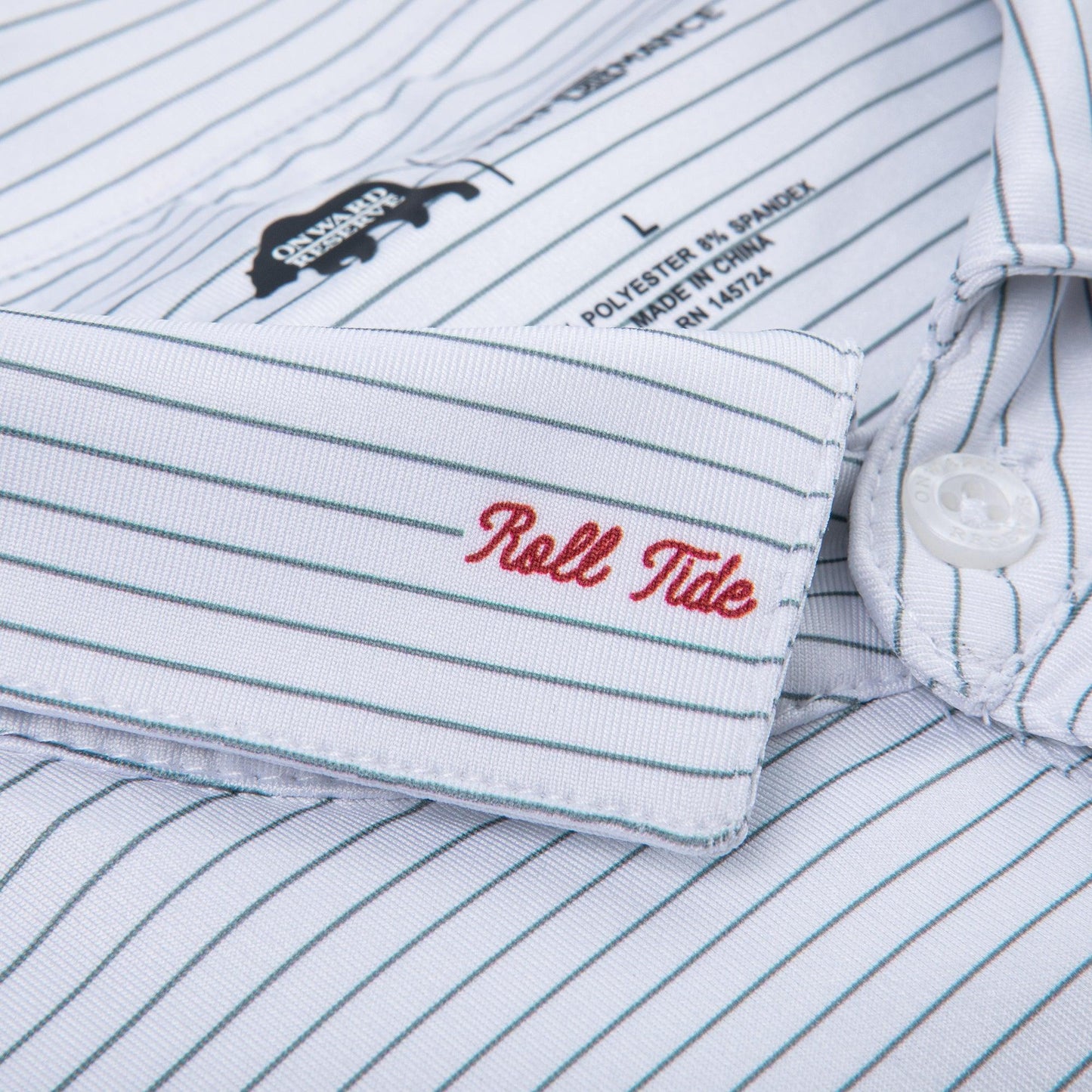 Roll Tide Script Stripe Performance Polo - Onward Reserve