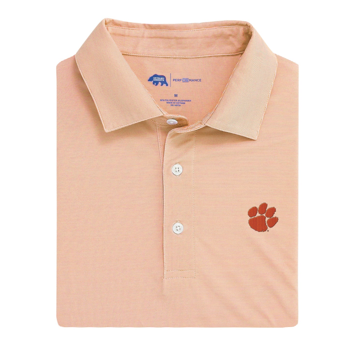 Lake Toxaway CC Hairline Stripe Clemson Performance Polo