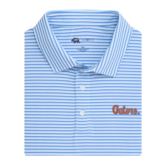 Lake Toxaway CC Gators Script Tri Stripe Performance Polo - Blue Horizon
