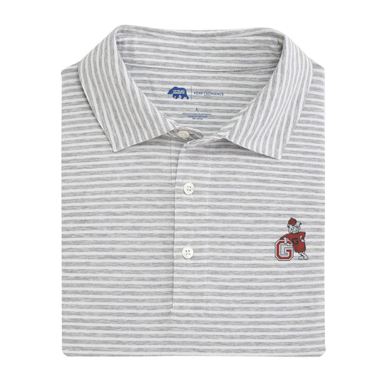 Lake Toxaway CC UGA G Dog Row Stripe Icon Polo - Heather Grey