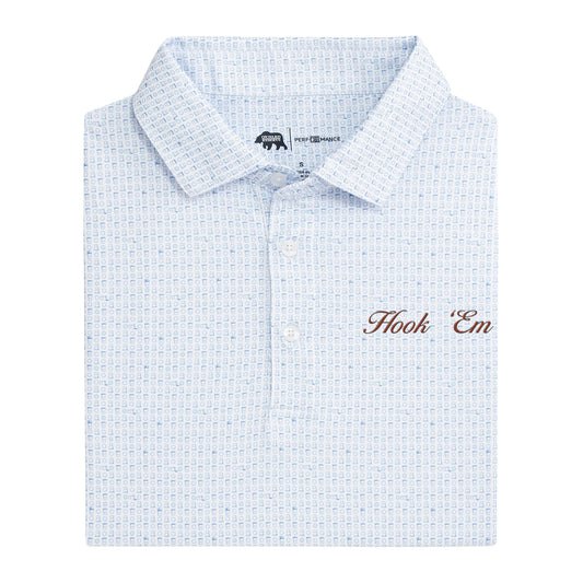 Lake Toxaway CC Hook 'Em Vintage Script Tailgate Games Printed Performance Polo - Open Air
