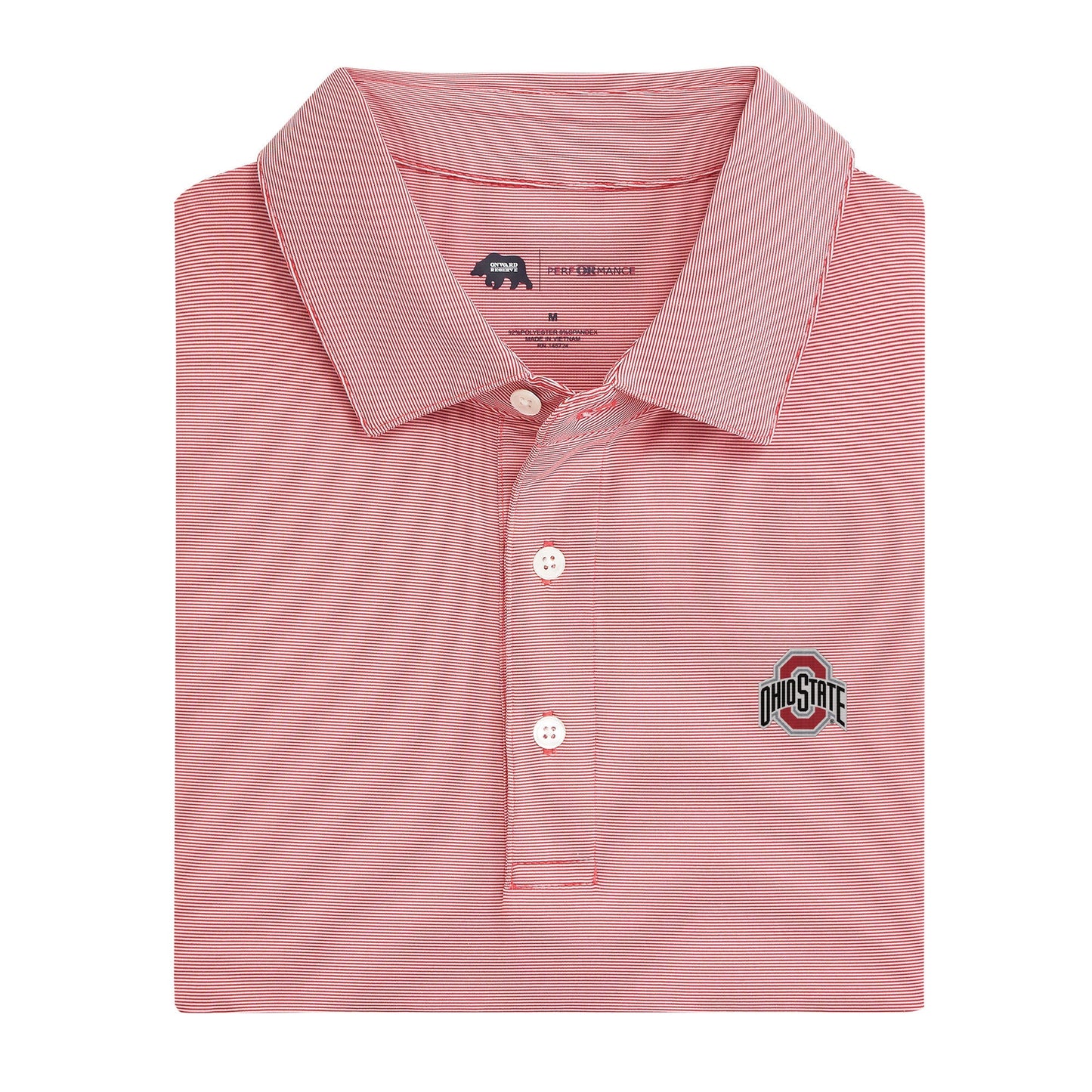Lake Toxaway CC Hairline Stripe Ohio State Performance Polo - Red