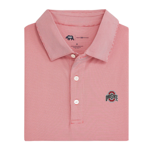 Lake Toxaway CC Hairline Stripe Ohio State Performance Polo - Red