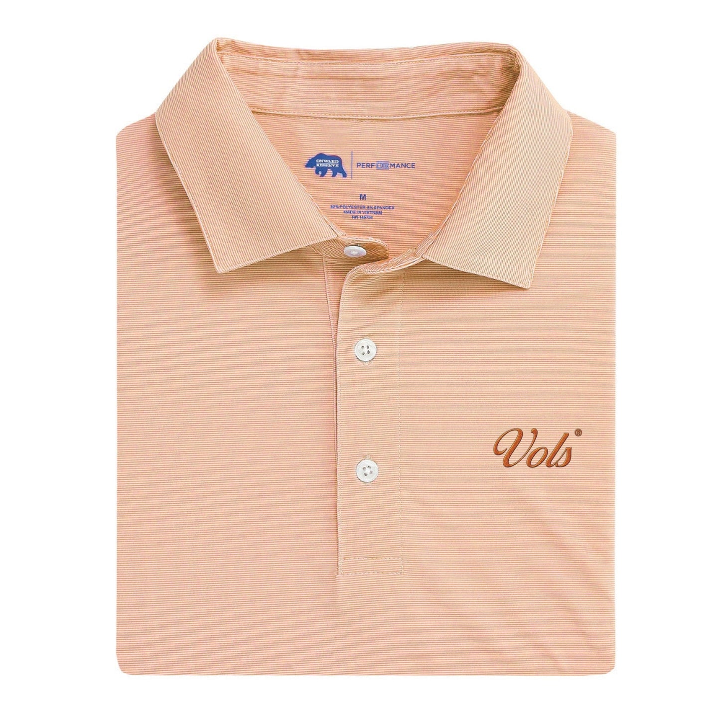 Lake Toxaway CC Vols Vintage Script Hairline Stripe Performance Polo - Orange