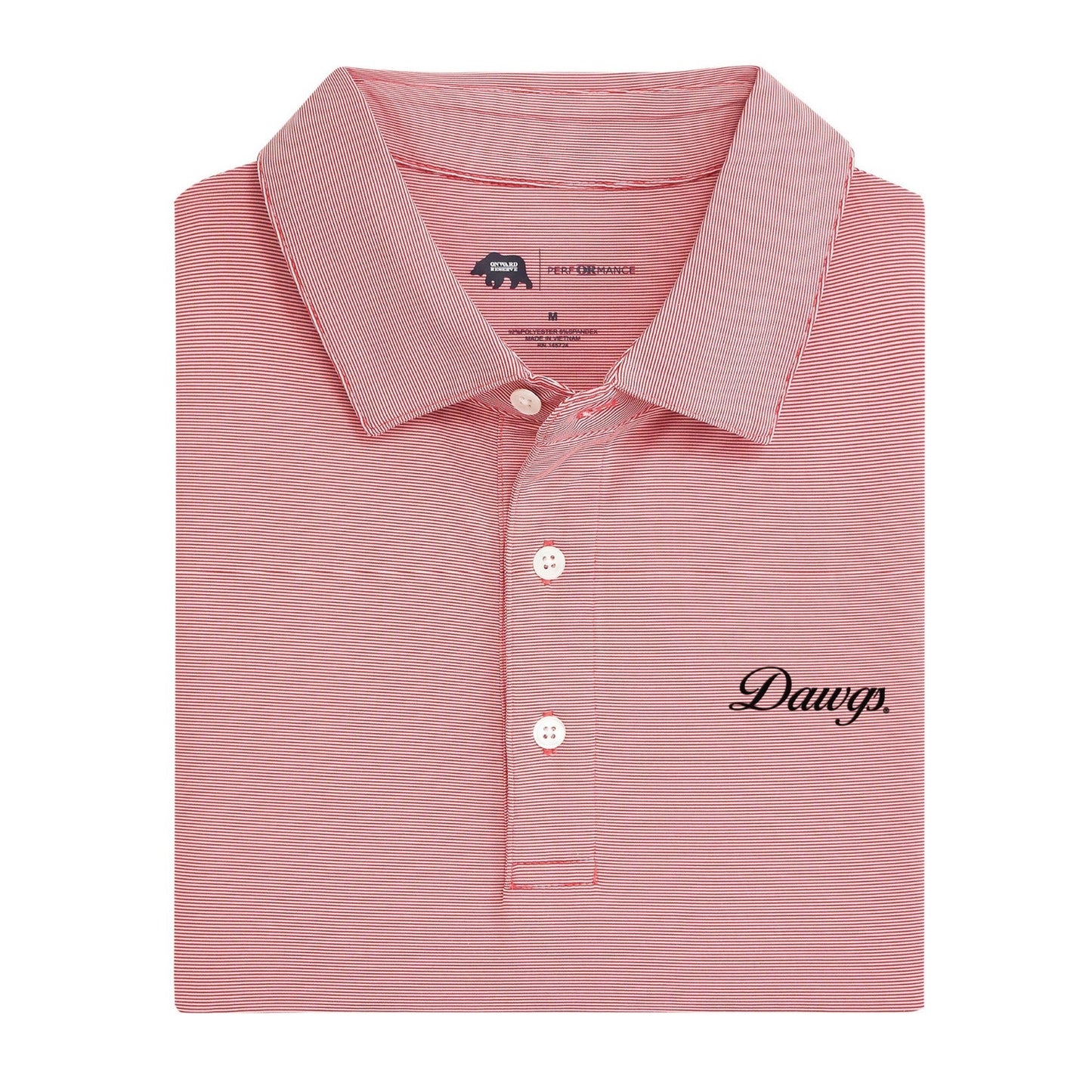 Lake Toxaway CC Dawgs Vintage Script Hairline Stripe Performance Polo - Red