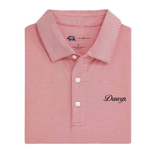 Lake Toxaway CC Dawgs Vintage Script Hairline Stripe Performance Polo - Red