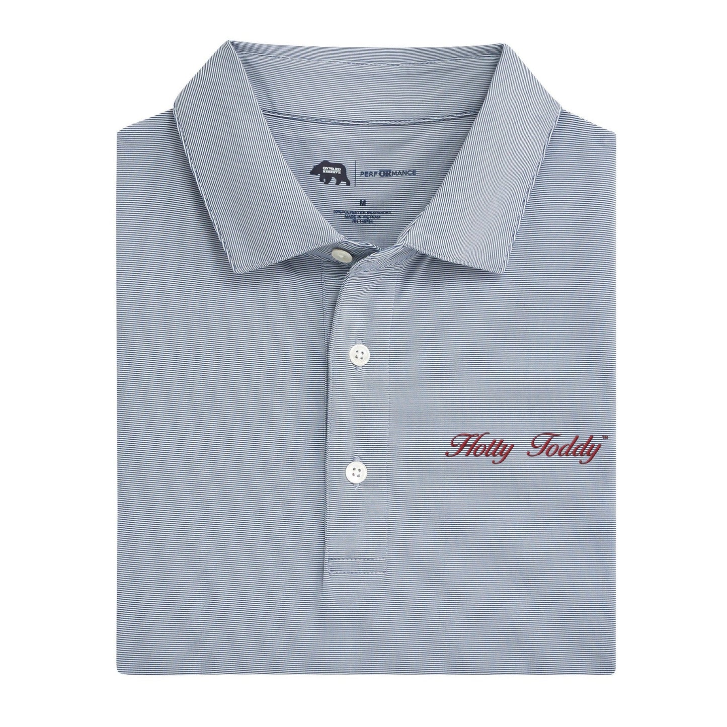 Lake Toxaway CC Hotty Toddy Vintage Script Hairline Stripe Performance Polo - True Navy
