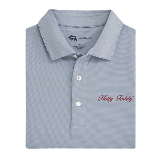 Lake Toxaway CC Hotty Toddy Vintage Script Hairline Stripe Performance Polo - True Navy