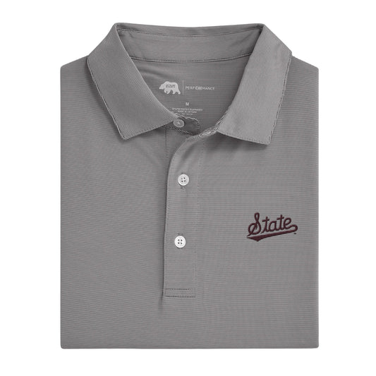 Lake Toxaway CC Mississippi State Script Hairline Stripe Performance Polo - Nine Iron