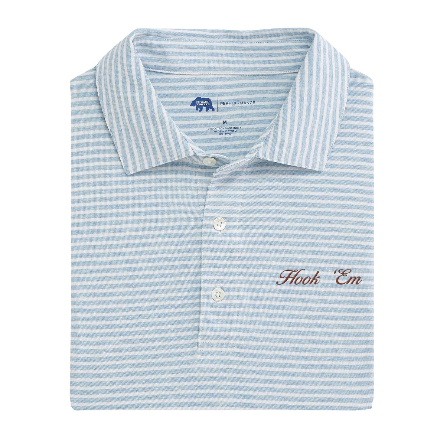 Lake Toxaway CC Hook 'Em Vintage Script Row Stripe Icon Polo - Sky