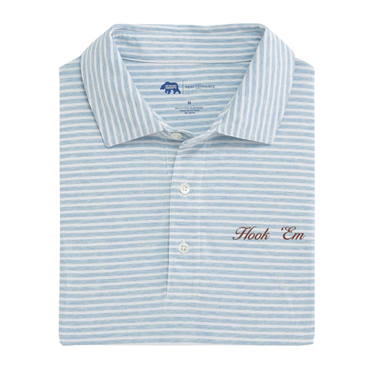 Lake Toxaway CC Hook 'Em Vintage Script Row Stripe Icon Polo - Sky