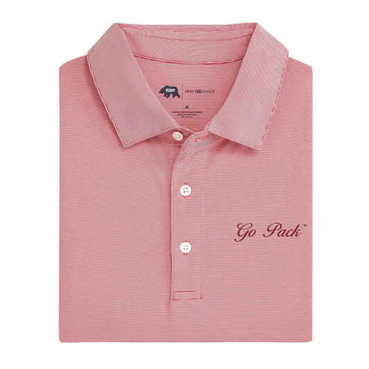 Lake Toxaway CC Go Pack Vintage Script Hairline Stripe Performance Polo - Red