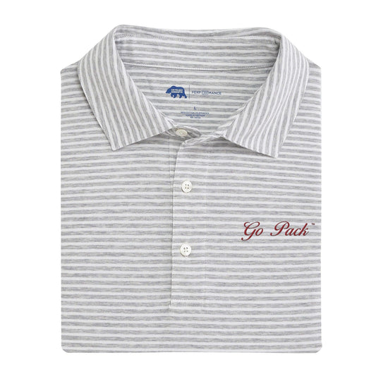 Lake Toxaway CC Go Pack Vintage Script Row Stripe Icon Polo - Heather Grey