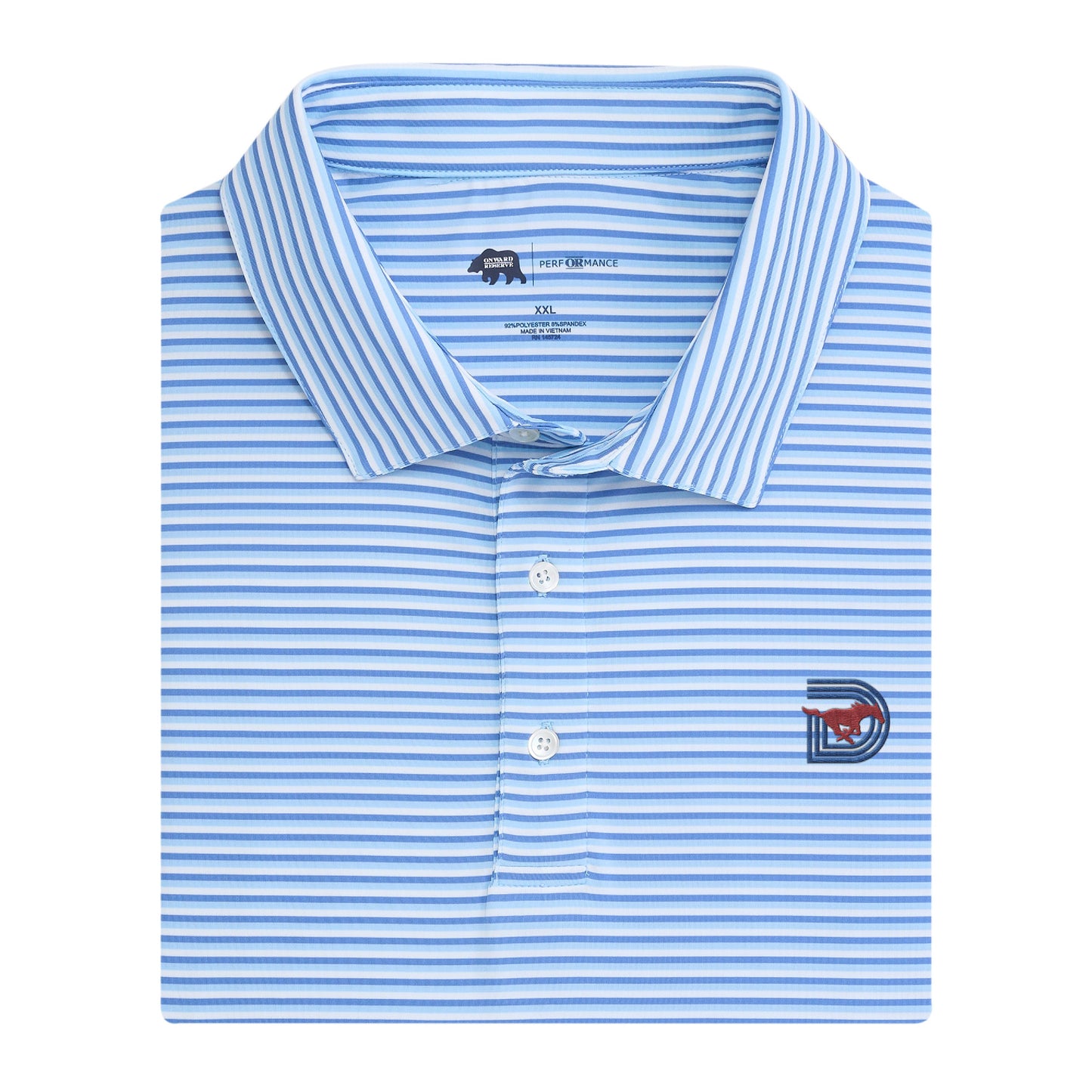 Lake Toxaway CC SMU Triple D Tri Stripe Performance Polo - Blue Horizon