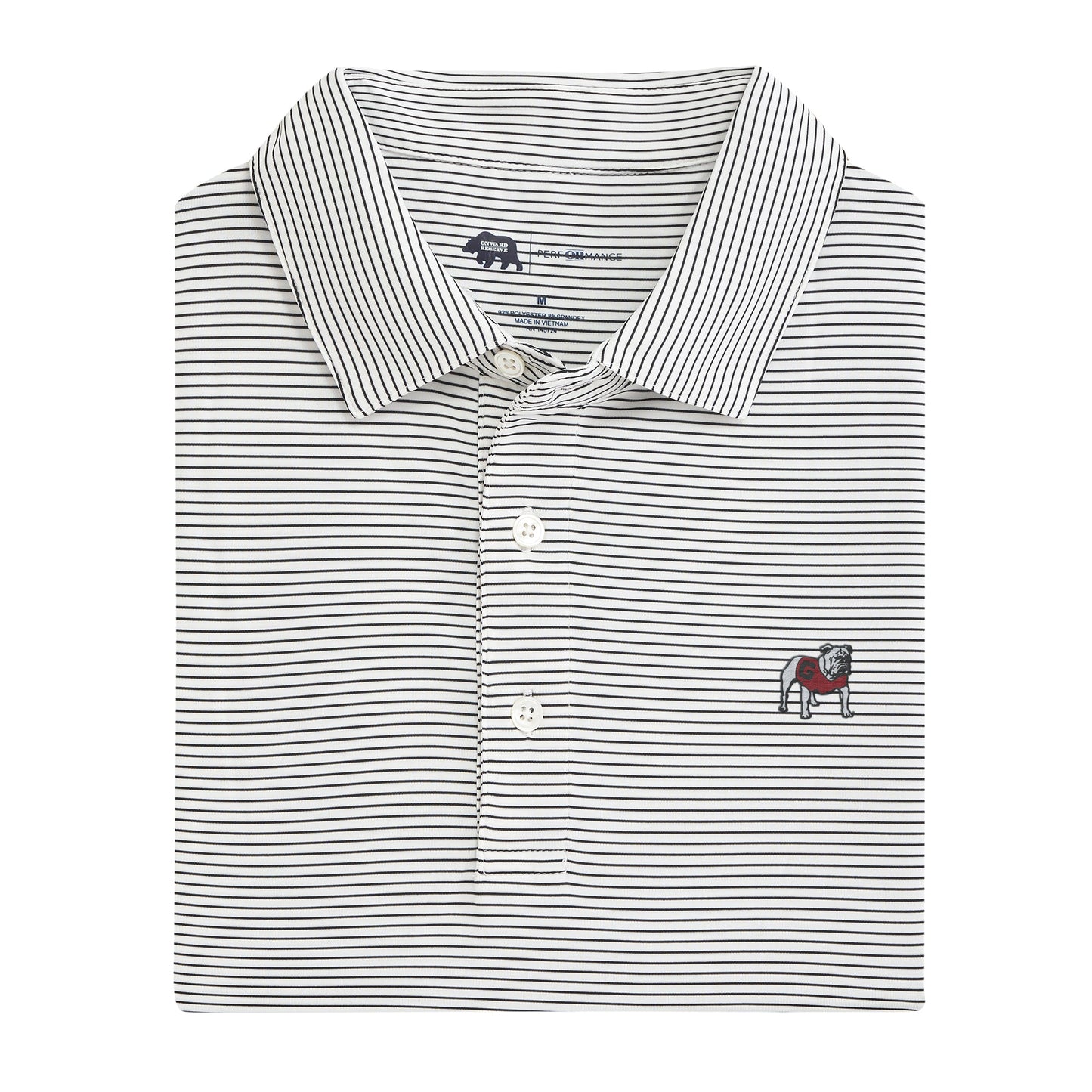 Lake Toxaway CC Standing Bulldog Birdie Stripe Polo - White/Black