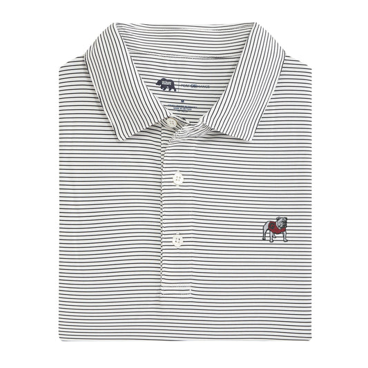 Lake Toxaway CC Standing Bulldog Birdie Stripe Polo - White/Black