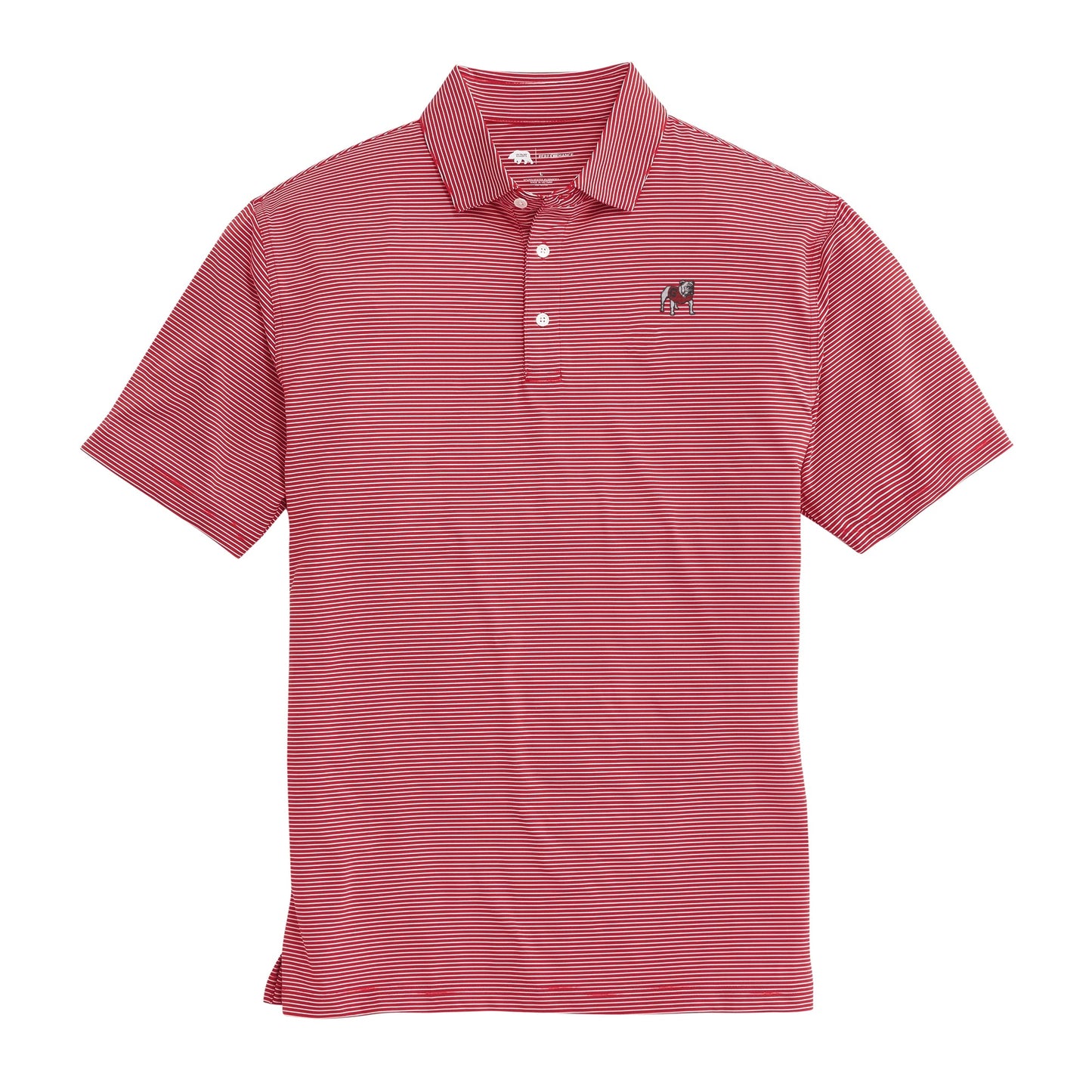 Lake Toxaway CC Standing Bulldog Birdie Stripe Polo - Red/White