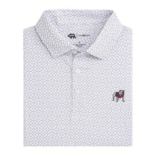 Lake Toxaway CC Standing Bulldog Gameday Printed Performance Polo - White