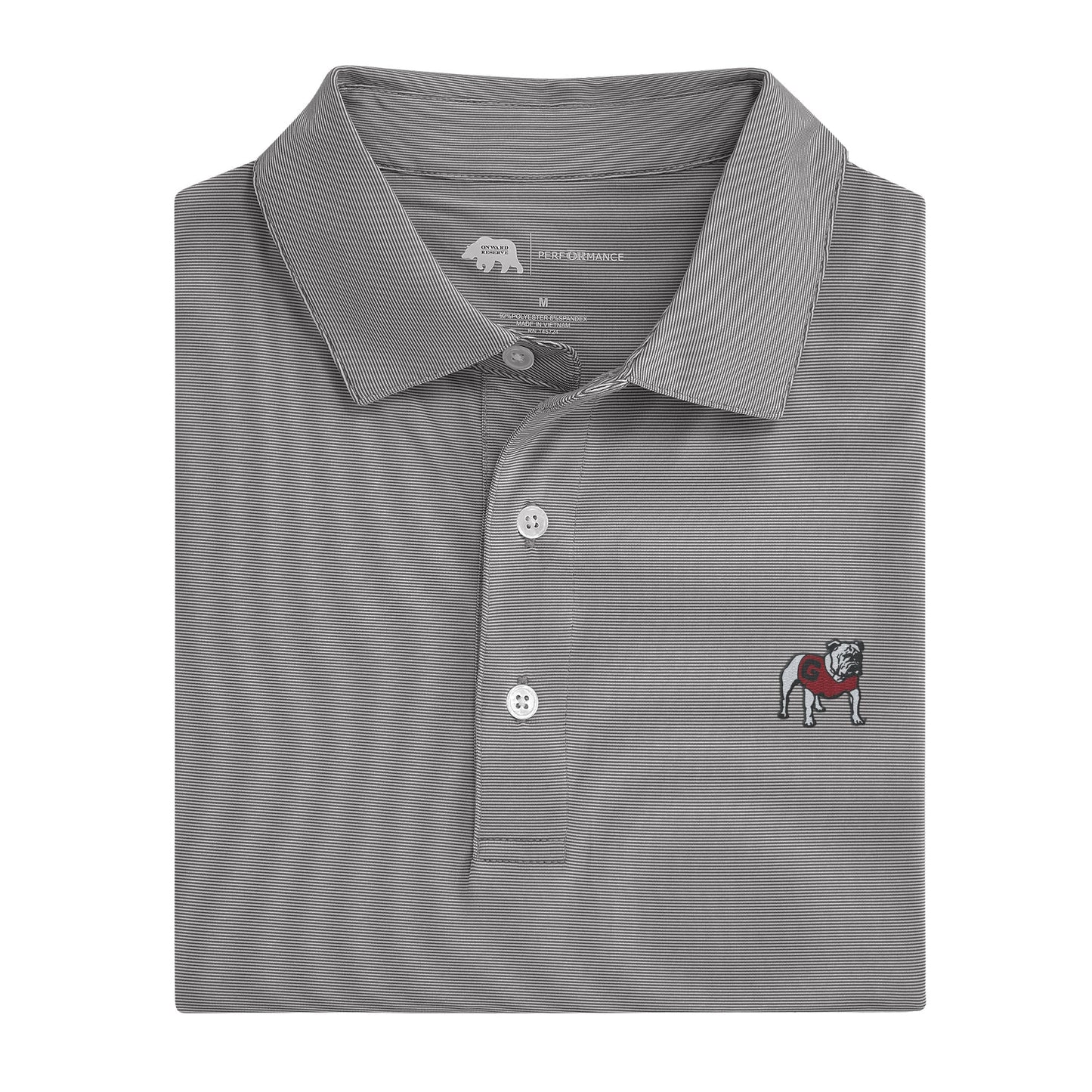 Lake Toxaway CC Standing Bulldog Hairline Stripe Polo
