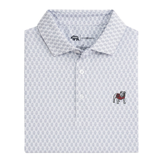 Lake Toxaway CC Standing Bulldog Tents Printed Performance Polo - White