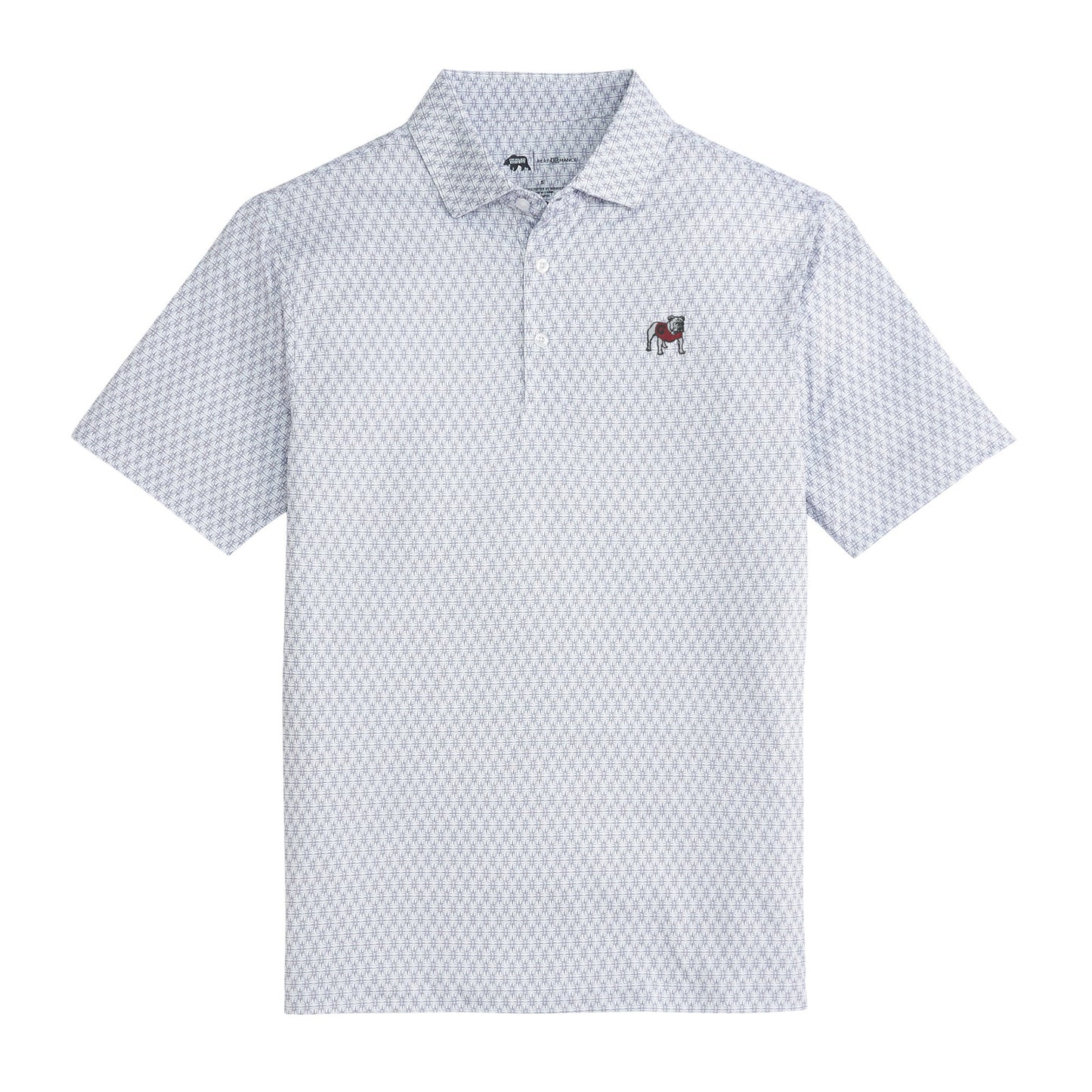 Lake Toxaway CC Standing Bulldog Tents Printed Performance Polo - White