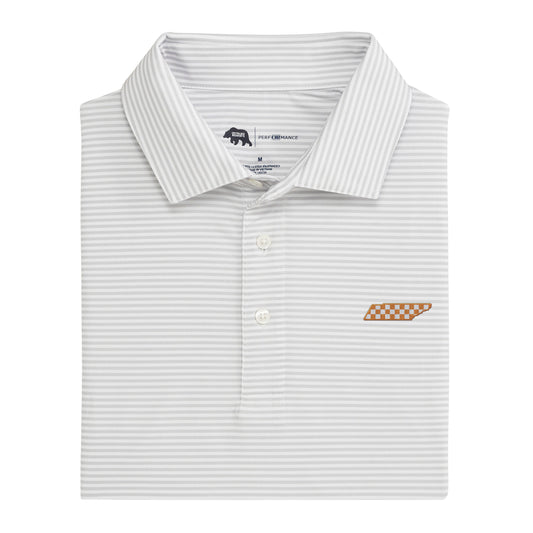 Lake Toxaway CC TN Checkerboard Echo Stripe Performance Polo - Harbor Mist