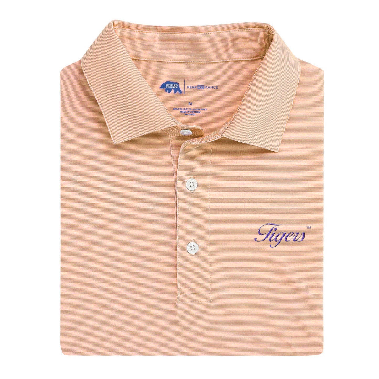 Lake Toxaway CC Tigers Vintage Script Hairline Stripe Performance Polo - Orange