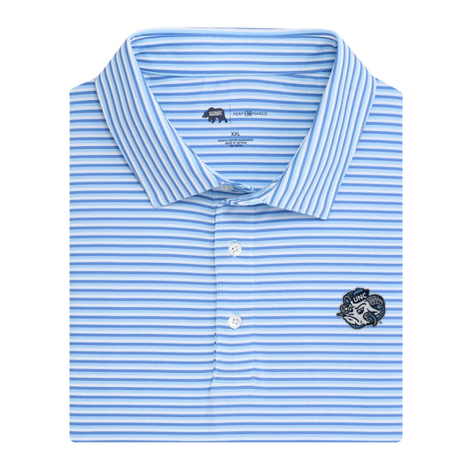 Lake Toxaway CC UNC Ram Head Tri Stripe Performance Polo - Blue Horizon