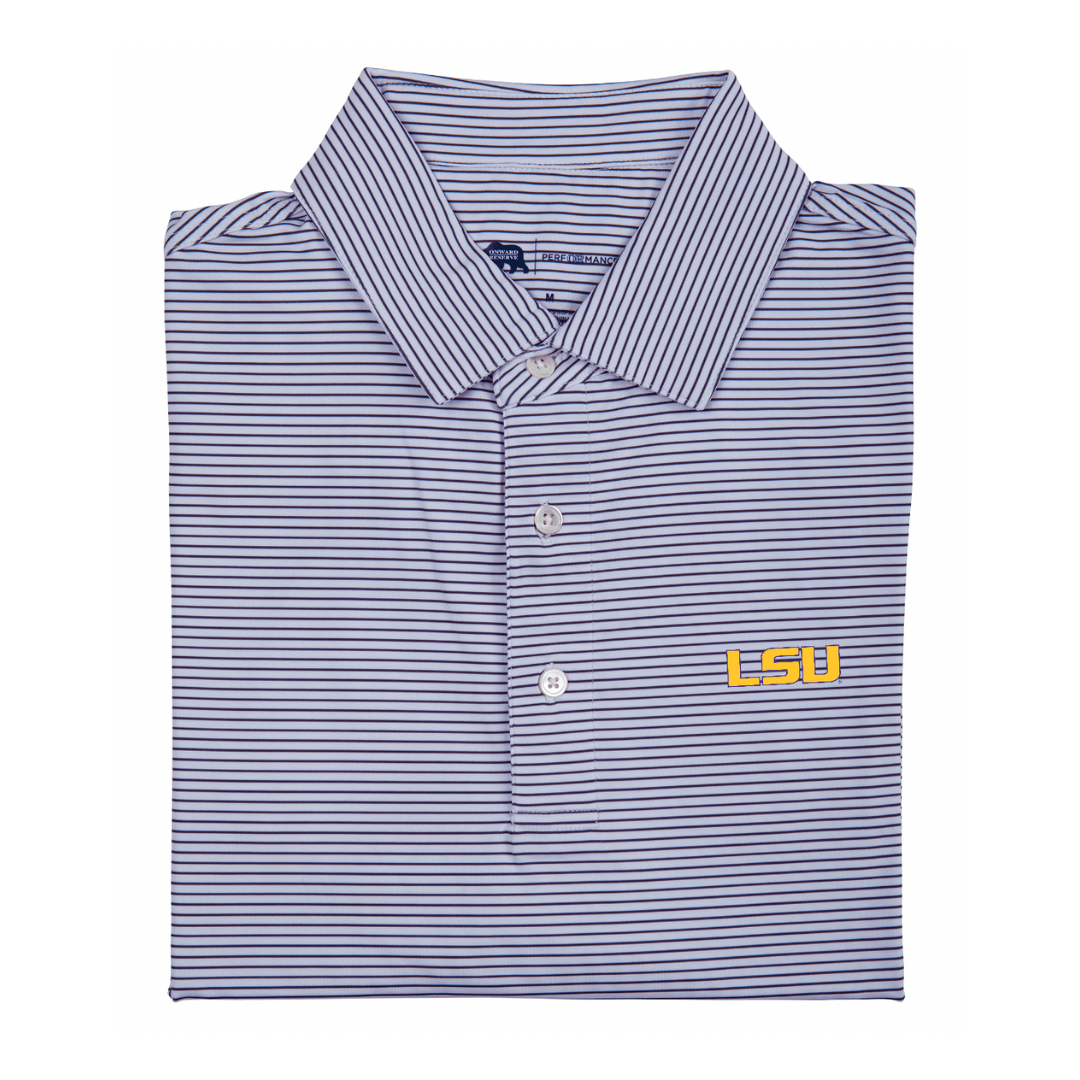 Birdie Stripe LSU Performance Polo - Onward Reserve