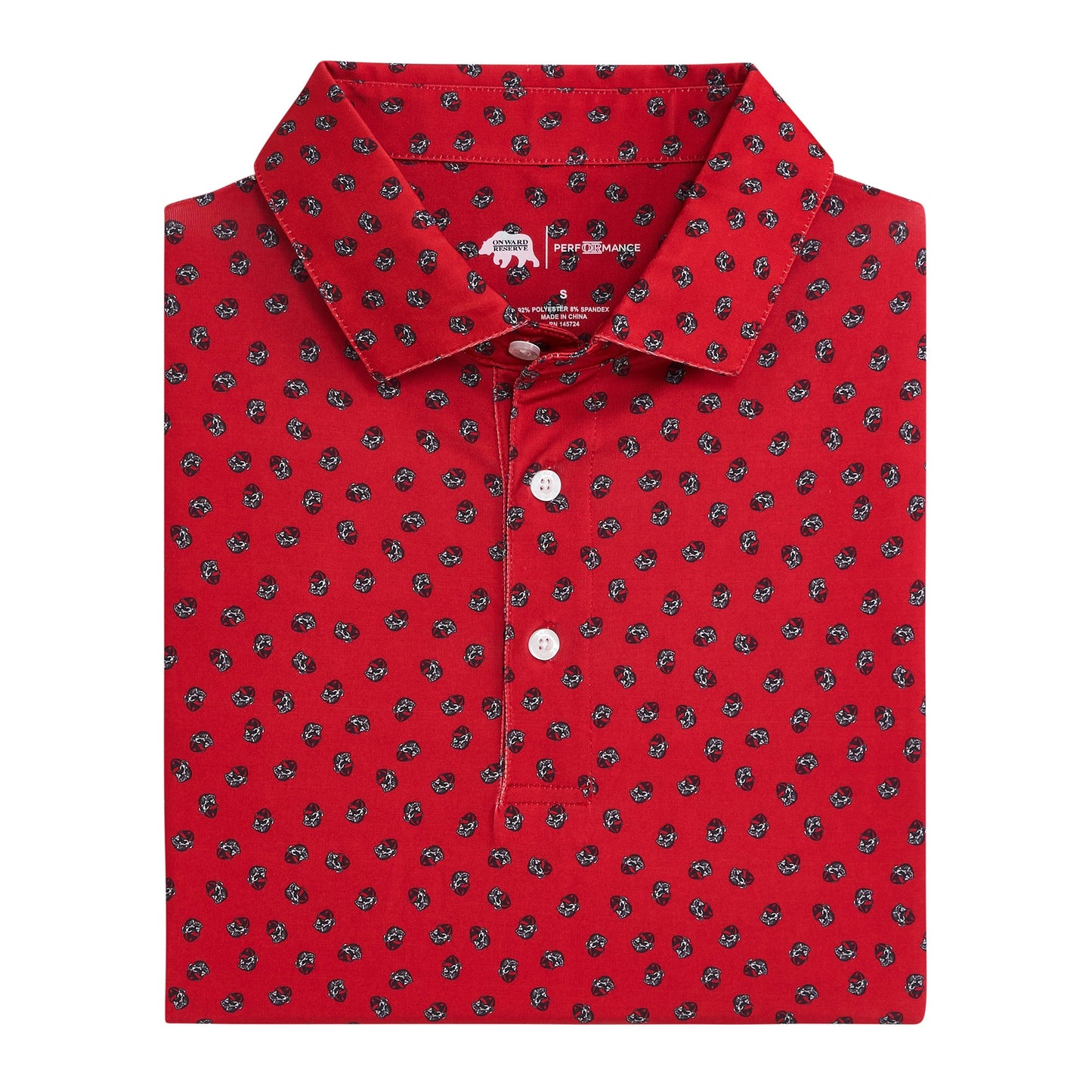 Lake Toxaway CC Vintage Bulldog Head Printed Performance Polo - Red