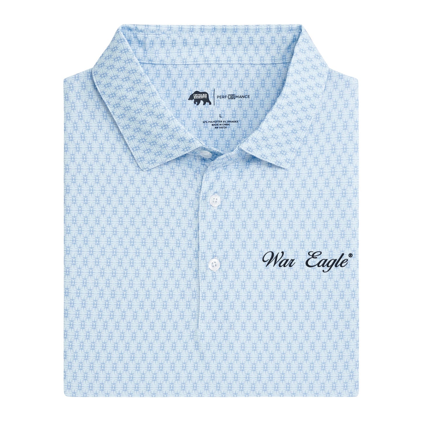 Lake Toxaway CC War Eagle Vintage Script Tents Printed Performance Polo - Open Air