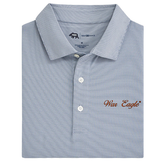 Lake Toxaway CC War Eagle Vintage Script Hairline Stripe Performance Polo - True Navy